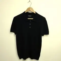 ZARA ニットポロシャツ　ネイビー　紺　メンズ レーヨン混のサムネイル
