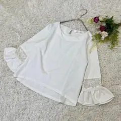 〝エースモーメント〟フレア袖トップス　ブラウス　長袖　Mサイズ　レース