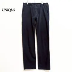 ユニクロ チノパンツ【w79】ネイビー 無地 ストレート 綿混 メンズ