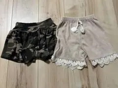 迷彩柄とレース付きベビーショートパンツ2点セット