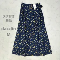 新品 ダズリン M花柄 フレアスカート ロング ネイビー ベルト付きのサムネイル