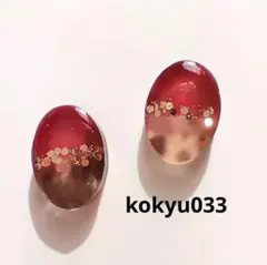 #033 ハンドメイドピアス　イヤリング　レジン　ワインレッド×アニマル