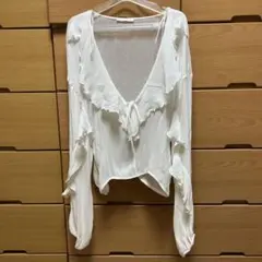 zara ブラウス　白　Lサイズ zara フリルブラウス