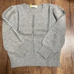 日本製　アンゴラ、毛混　グレーセーター　Lサイズ　MIMOSE