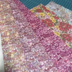 L15ジェニーズリボンズ・小花柄リバティラミネート生地 はぎれ5枚セット