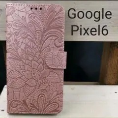GooglePixel6手帳型エンボスレザーランダム草花ピンクゴールドのサムネイル
