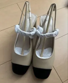 新品 NUOVO ヌオーヴォ バックストラップチェーン パンプス M ベージュ