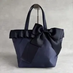 美品M'S GRACY 大リボン付きバッグ ブラック 斜め掛け トートバッグ