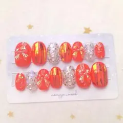 推し活ネイルチップ♡赤・レッド系14本セット♡夏ライブに♪【即購入可・現品】
