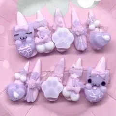 地雷系 量産型 姫系 ハンドメイド ネイルチップ 平成女児