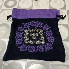 未使用 アナスイ ANNA SUI 花柄ポーチ 巾着 黒/紫