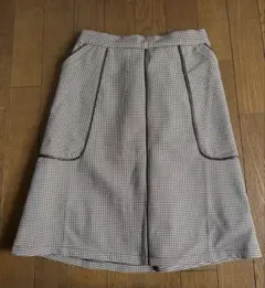 千鳥格子柄 ひざ丈スカート ウエストゴムのサムネイル