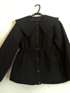 nugu ブラック キルティングジャケット　襟付きジャケット　キルティング