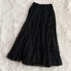 新品タグ✨アンコキーヌ チュールボリュームロングスカート ドット