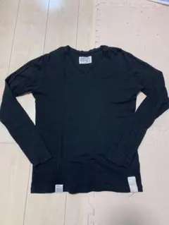 AZUL アズール　黒 Vネック 長袖　カットソー　Sサイズ　 無地　綿100%