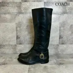 COACH　コーチ 本革 ローヒール レザーロングブーツ　黒　37 RG536のサムネイル