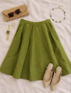 極美品☆アプワイザーリッシェ フレアスカート 緑 M