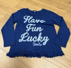 ネイビー 長袖Tシャツフリル付き130cm