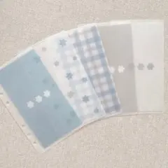 バインダー貯金　リフィル　ブルー　グレー　お花　saving
