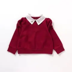 ハート刺繍襟付きパワショルトップス