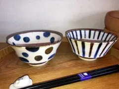 ぱいかじ　水玉&ストライプお茶碗セット　おしゃれ