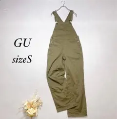 ジーユー サロペット オールインワン デニムパンツ【S】カーキ色 ストレッチ