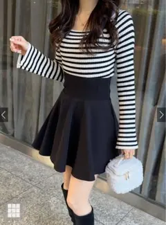 GRL インパン裏地付きコルセット風フレアミニスカート[gm728] グレイル