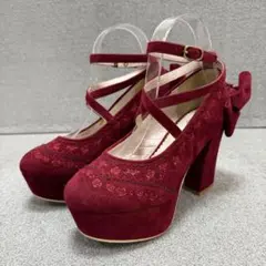 LIZ LISA burgundy bow strap pumps S