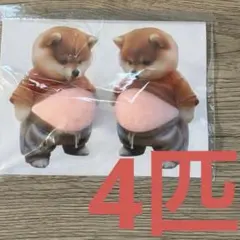 柴犬おなかぷくぷくシール 3Dシール お腹ぷにぷにシール 4匹セット
