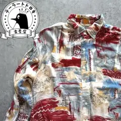 【美品】HAPPY LIFE 長袖シャツ　総柄　Lサイズ　ヴィンテージ