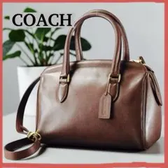 極美品 オールドコーチ ハンドバッグ 2way ショルダー レザー チャーム 茶