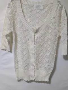 JILLSTUART 　レース編み　 半袖カーディガン　F