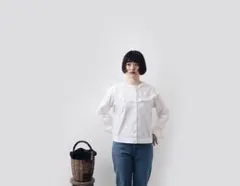 homspunコットントリプルツイル フリルブラウスのサムネイル