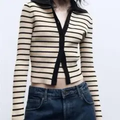 ZARA ストライプ 襟付きトップス