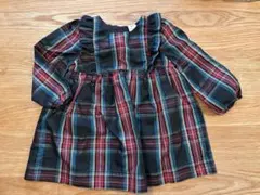 GAP チェック柄フリル付きワンピース 18-24m/90cm