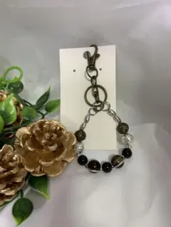 魔除け厄除け、安全守りに！タイガーアイ＆オニキス＆スモーキークォーツキーホルダー