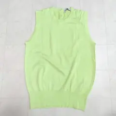 美品【ZARA】ノースリーブ ニット トップス グリーン M セーター シンプル