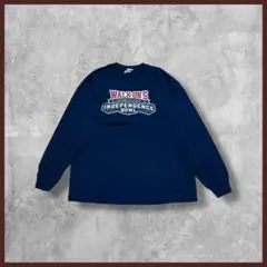 US古着 GILDAN ギルダン プリント ロンT 長袖 ネイビー Lサイズ