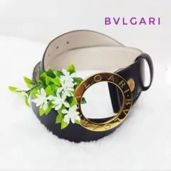 極美品】ブルガリ ベルト ロゴマニア サークルロゴ シルバー金具