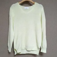 BEAUTY&YOUTH Vネックニットセーター 淡い黄色