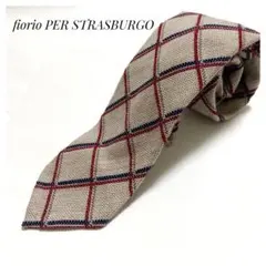 フィオリオ×ストラスブルゴ イタリア製 ウールシルク ネクタイ チェック柄のサムネイル