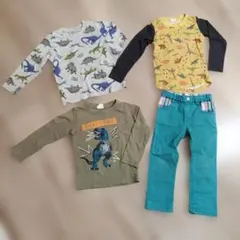 恐竜プリントTシャツとパンツ　4点セット