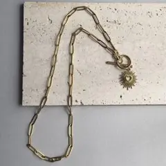 No.1414 オールステンレス　ゴールド　ハート　ネックレス　マンテル