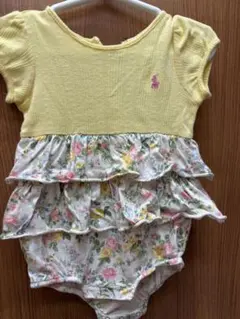 ラルフローレン　イエロー フラワー フリルロンパース