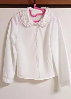 フリル付きホワイト長袖シャツ 120サイズ