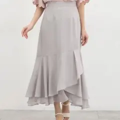 裾シアーマーメイドスカート　 ライトグレー 3L