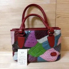 イビサ　パッチワークバック　エンジ　美品