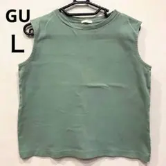 GU グリーン ノースリーブ トップス レディース Ｌ