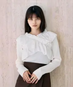 【新品未使用】NOSTALGIA クロスフリルニットセーター レディース