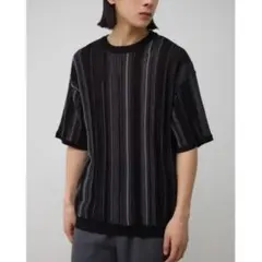 アズールバイマウジー クージー 半袖 ニット メンズ M ストライプ レーヨン夏